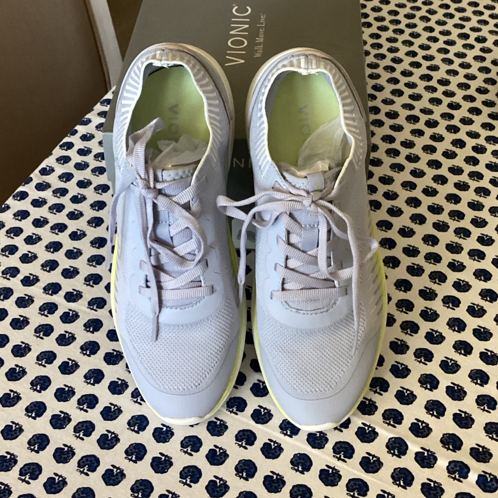Vionic Periwinkle, Pink and Lime Sneakers.